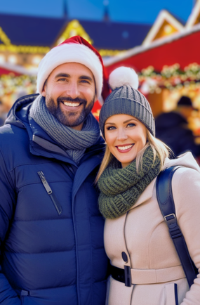 冬季圣诞节羽绒服情侣写真图片